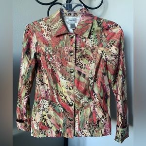 CHICO’S Women’s Size 0 Metallic‎ Printed Jacket